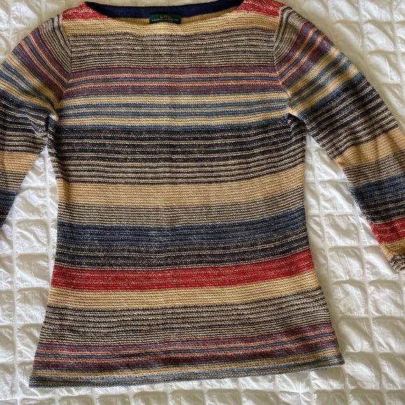 Ralph Lauren Striped Linen-Cotton Sweater Top - Picture 3 of 5